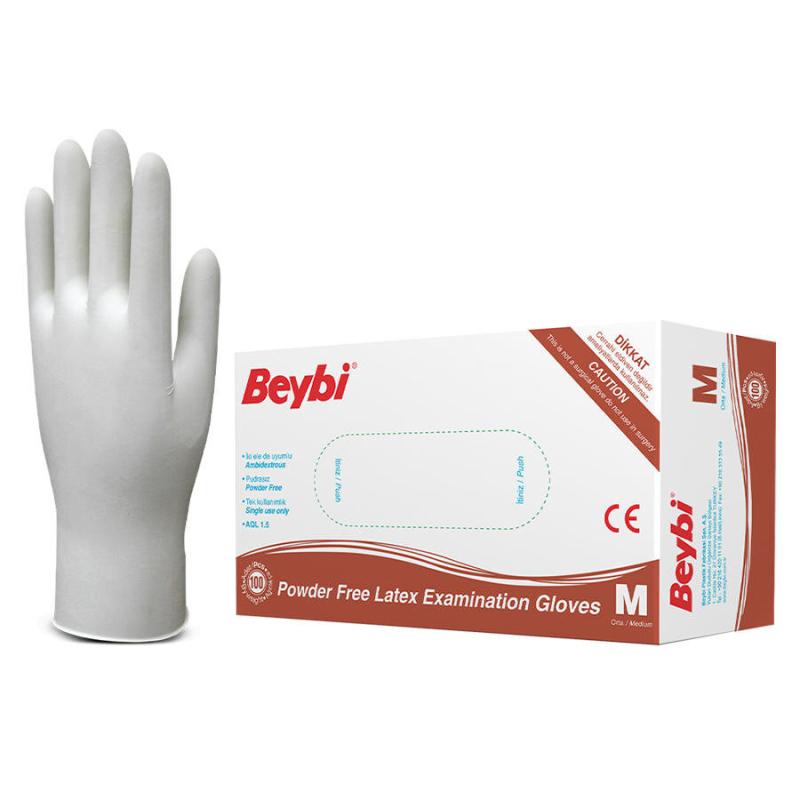 Beybi Pudrasız Lateks Muayene Eldiveni Medium 100'lü Paket
