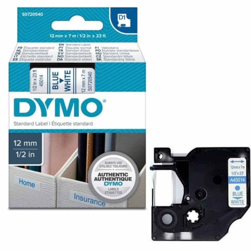 Dymo LabelManager D1 Yedek Şerit 12 mm x 7 Mt Beyaz Mavi 45014