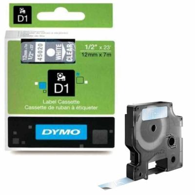 Dymo LabelManager D1 Yedek Şerit 12 mm x 7 Mt Şeffaf Beyaz 45020