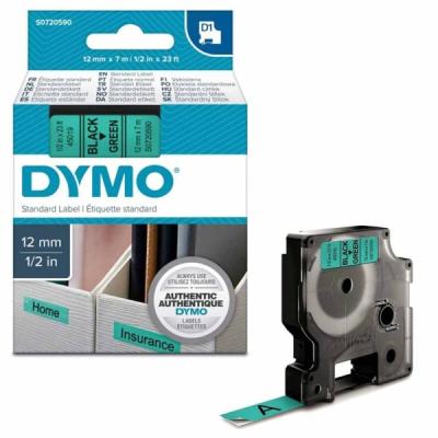 Dymo LabelManager D1 Yedek Şerit 12 mm x 7 Mt Yeşil Siyah 45019