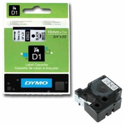 Dymo LabelManager D1 Yedek Şerit 19 mm x 7 Mt Beyaz Siyah 45803