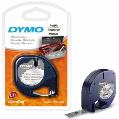 Dymo LetraTag Metalik Şerit 12 mm x 4 Mt Gri 59429