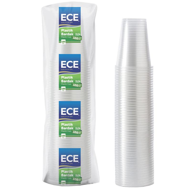 Ece Plastik Bardak 180Cc 100'lü Eko Otomat (1,4 Gr) Şeffaf
