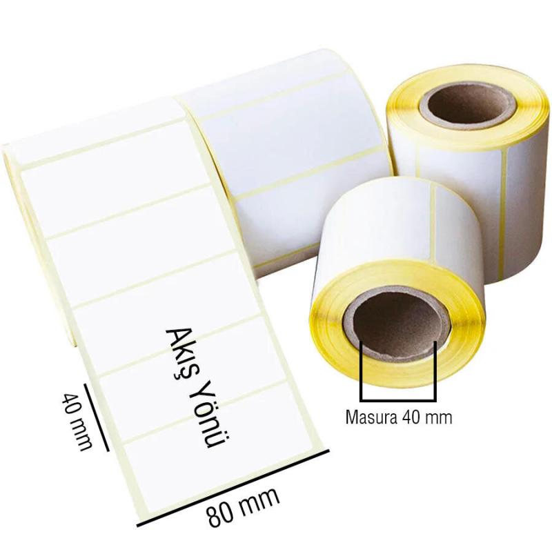 Eco Termal Hotmelt Barkod Etiketi 80 mm x 40 mm 4 Rulo (2.000 Adet)