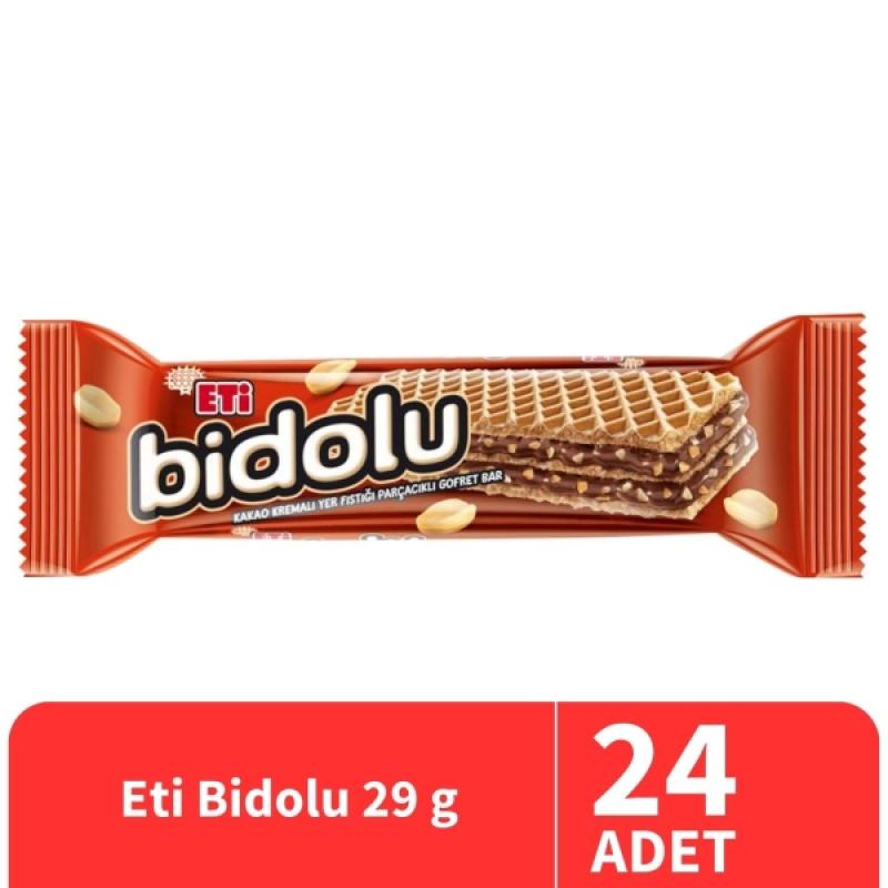 Eti Bidolu Kakao Kremalı Yer Fıstığı Parçacıklı Gofret 29 Gr 24 Adet