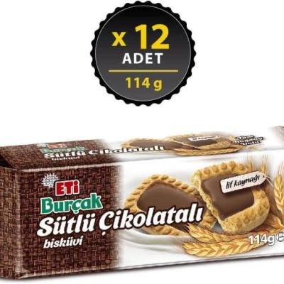 Eti Burçak Sütlü Çikolatalı Yulaflı Bisküvi 114 Gr 12 Adet