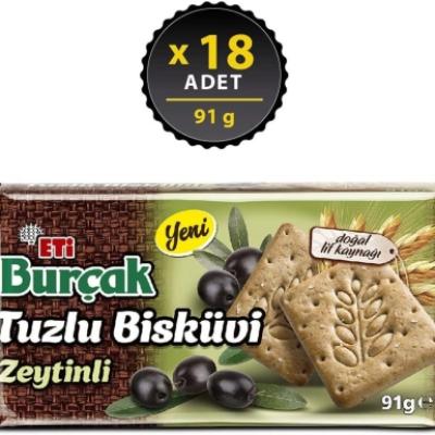 Eti Burçak Zeytinli Tuzlu Bisküvi 91 Gr 18 Adet