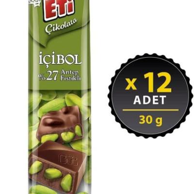 Eti Çikolata İçibol Antep Fıstıklı Çikolata 30 Gr 12 Adet