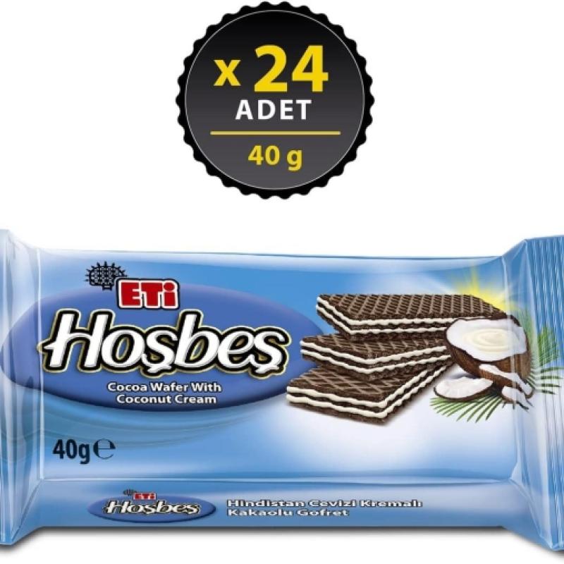 Eti Hoşbeş Hindistan Cevizi Kremalı Gofret 40 Gr 24 Adet