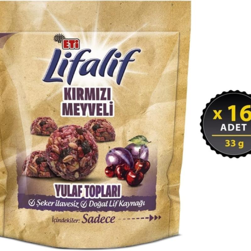 Eti Lifalif Kırmızı Meyveli Yulaf Topları 33 Gr 16 Adet