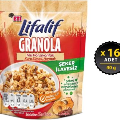 Eti Lifalif Kuru Elmalı Granola 40 Gr 16 Adet