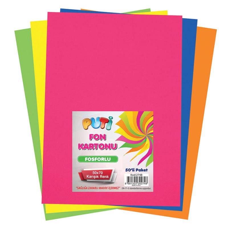 Fon Karton Fosforlu 25 cn x 35 cm 10 Renk