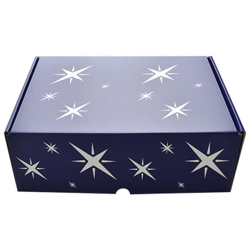 Hediye Kutusu Yıldız Desenli Lacivert 23 cm x 32 cm x 11 cm