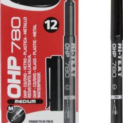 Hi-Text Asetat Kalemi M Siyah 780 MS 12 Adet