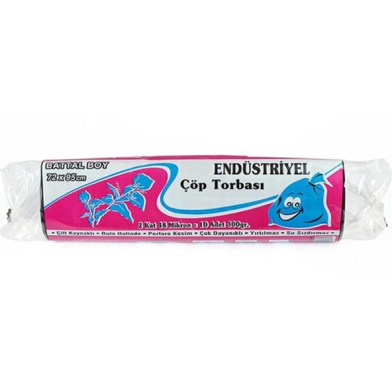 Kazanç Endüstriyel Battal Siyah Çöp Torbası 72x95 Cm 10 Lu