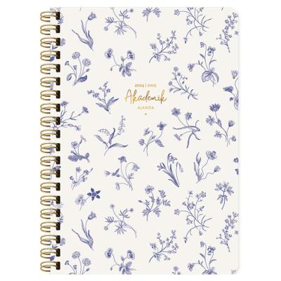 Keskin Color 17 x 24  cm Spiralli Akademik Ajanda - Mavi Çiçek