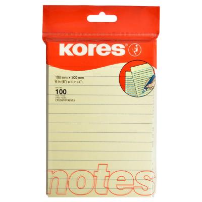 Kores Yapışkanlı Çizgili Not Kağıdı 150 mm x 100 mm Sarı 100 Yaprak