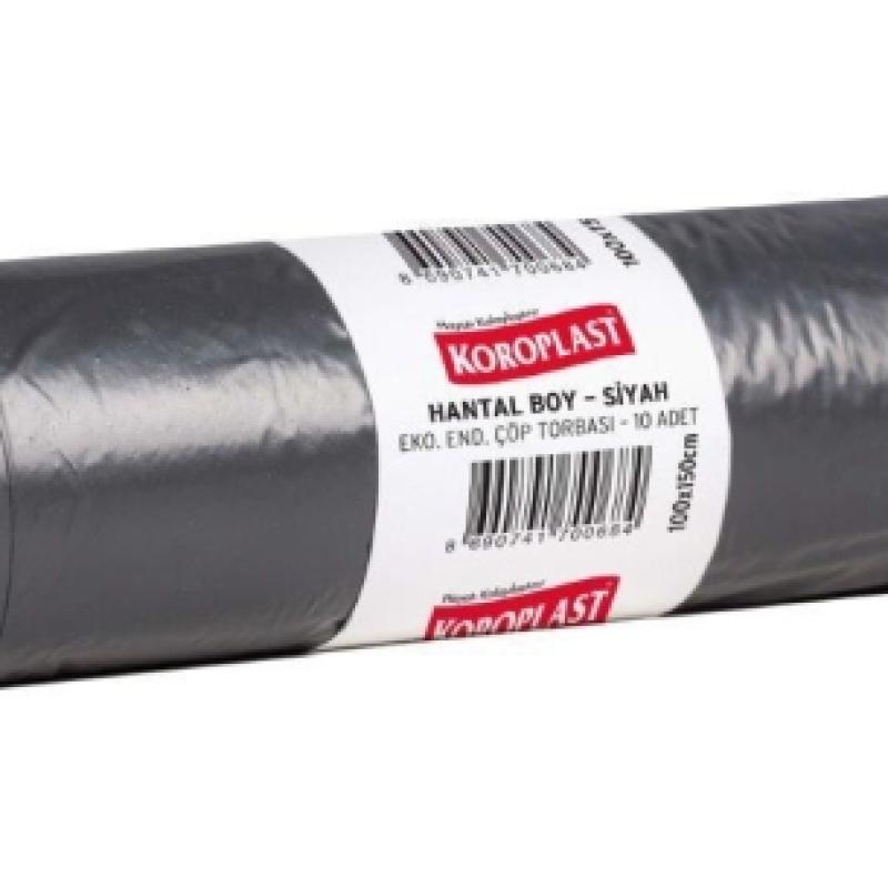 Koroplast Eko Endüstriyel Çöp Torbası Hantal 100x150 Cm Siyah 770 Gr 10 Lu 10 Rulo