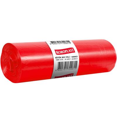 Koroplast Tıbbi Atık Çöp Torbası Büyük Boy 60 cm x 85 cm Kırmızı İpli 10'lu Paket 