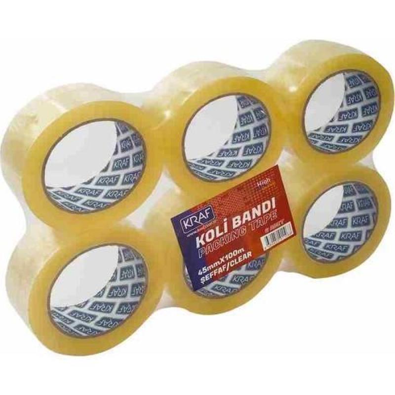 Kraf Koli Ambalaj Bandı 45 mm x 100 mt 6 Adet