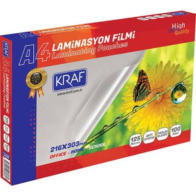 Kraf Laminasyon Filmi Parlak A4 125 Mic 100 Lü 2124