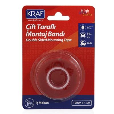 Kraf Montaj Bandı Çift Taraflı Extra Güçlü İç Mekan 19mmx1.5m 2530G