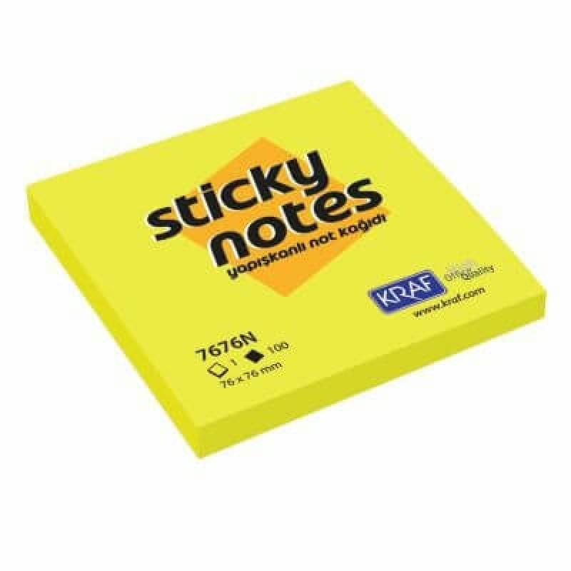 Kraf Yapışkanlı Not Kağıdı 76x76 Neon 7676N 100 Yaprak