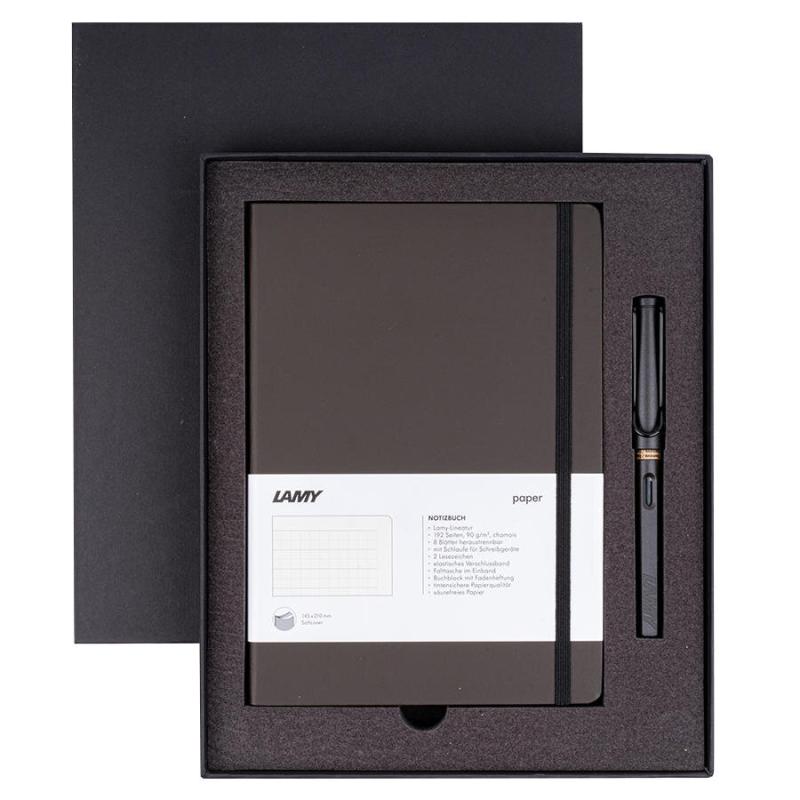 Lamy B3MS-17M Sert Kapak Defter A5 96 Yaprak Çizgili Siyah ve Safari Dolma Kalem Siyah