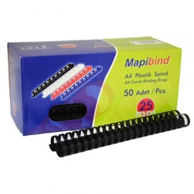 Mapibind 22 mm Plastik Spiral Siyah 50 Li