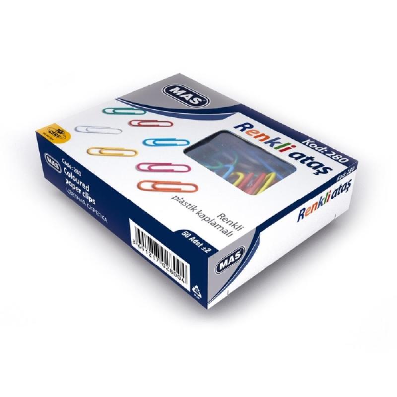 Mas 280 Renkli Ataş Pvc Kaplı 28 mm 50 Li