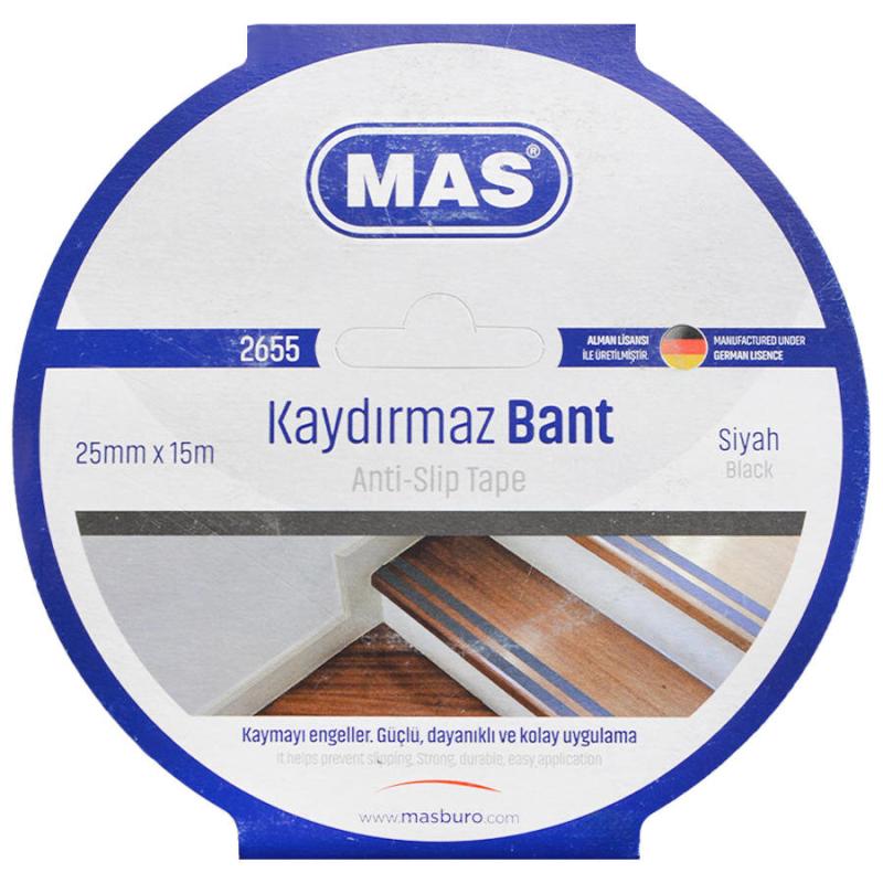 Mas Kaydırmaz Bant 25 mm 15 m Siyah
