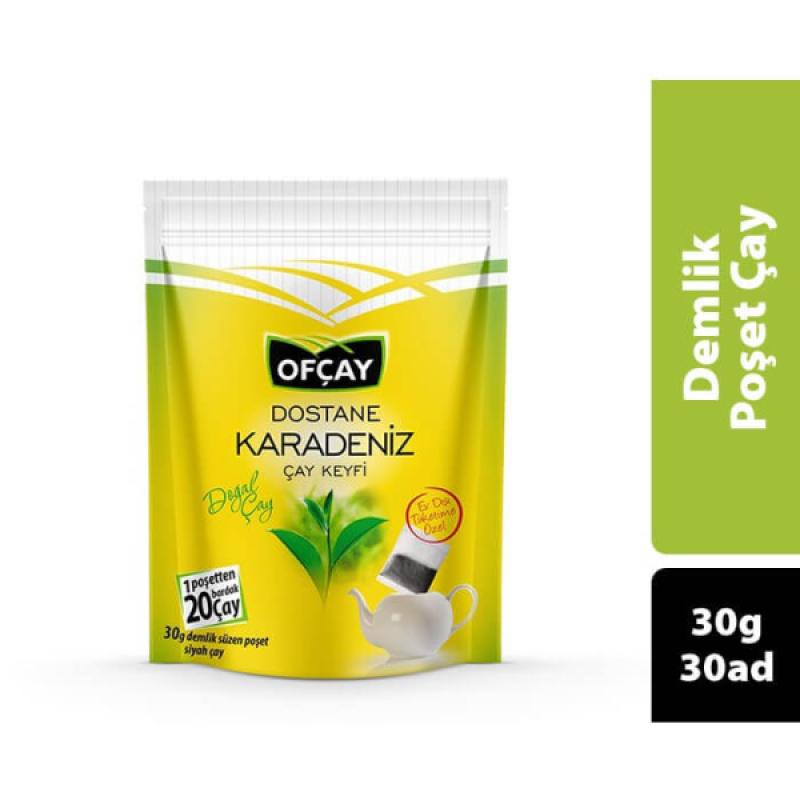 Ofçay Dostane Karadeniz Ekonomik Demlik Süzen Poşet Siyah Çay 30 Gr 30 Adet