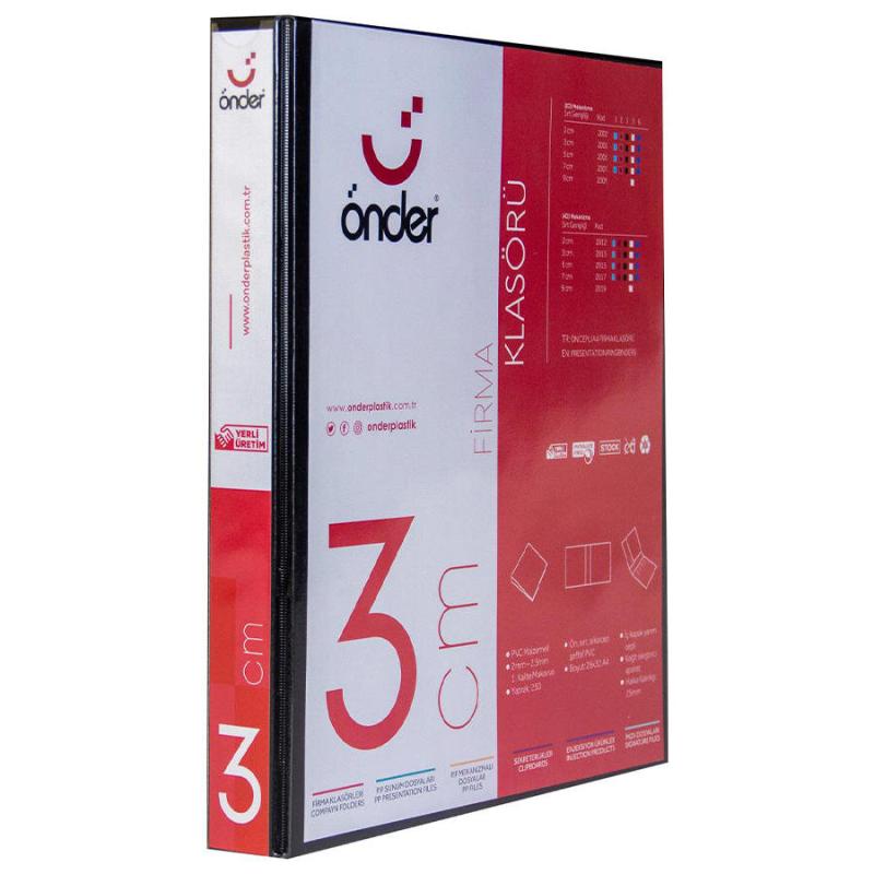 Önder 2003 A4 Firma Tanıtım Klasörü 3 cm 2 Halkalı Siyah