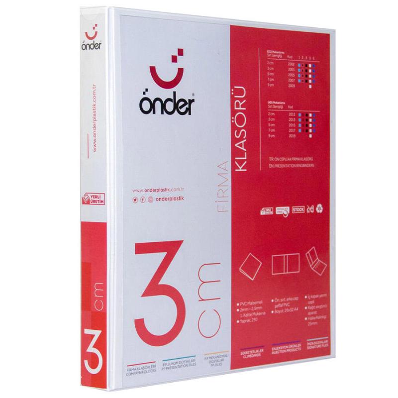 Önder 2013 A4 Firma Tanıtım Klasörü 3 cm 4 Halkalı Beyaz