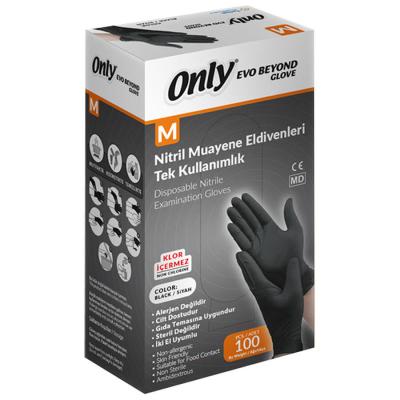 Only Glove Nitril Muayene Eldiven Medium Siyah 100'lü