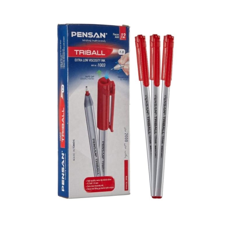 Pensan Triball Tükenmez Kalem Kırmızı 1 mm 12 Li 1003