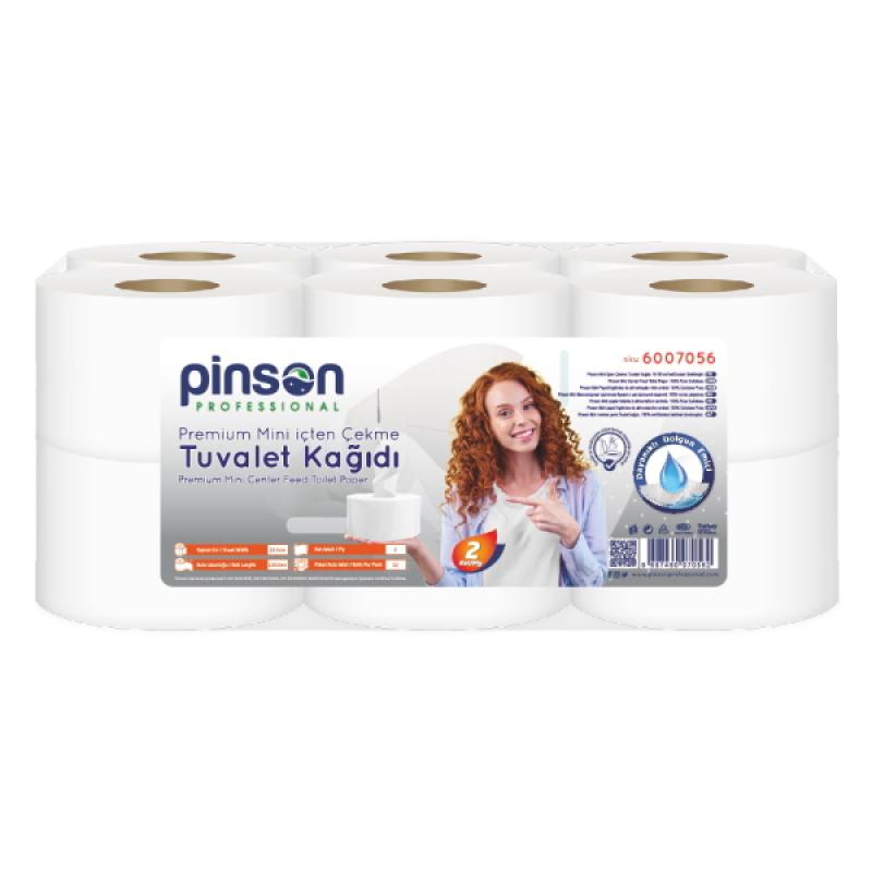 Pinson Premium Mini İçten Çekmeli Tuvalet Kağıdı 12 Li 120 Mt