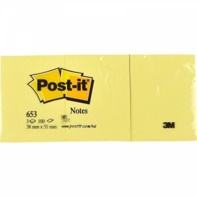 Post-it Yapışkanlı Not Kağıdı Sarı 38x51 mm 653 100 Yaprak