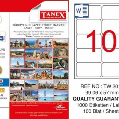 Tanex Lazer Etiket TW-2010 99.06x57 mm 100 Adet