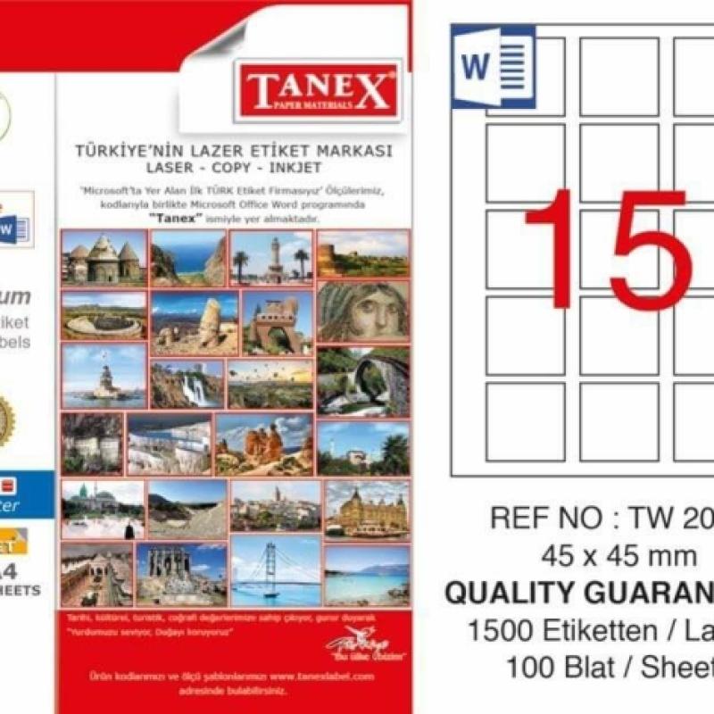 Tanex Lazer Etiket TW-2015 45x45 mm 100 Adet