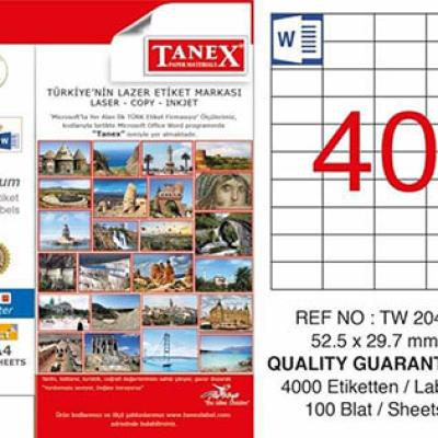 Tanex Lazer Etiket TW-2040 52.5x29.7 mm 100 Adet