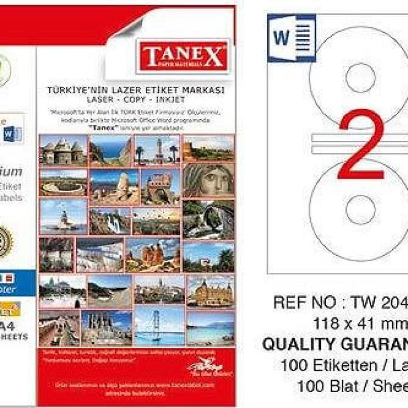 Tanex Lazer Etiket TW-2041 118x41 mm 100 Adet