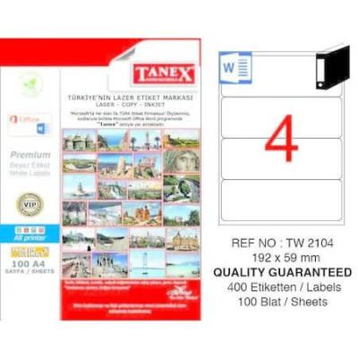 Tanex Lazer Etiket TW-2104 192x59 mm 100 Adet