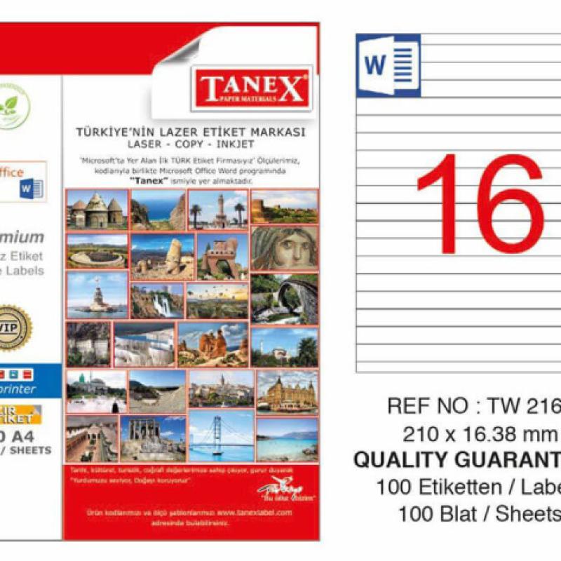 Tanex Lazer Etiket TW-2163 210x16.38 mm 100 Adet