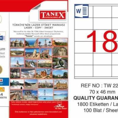 Tanex Lazer Etiket TW-2218 70x46 mm 100 Adet
