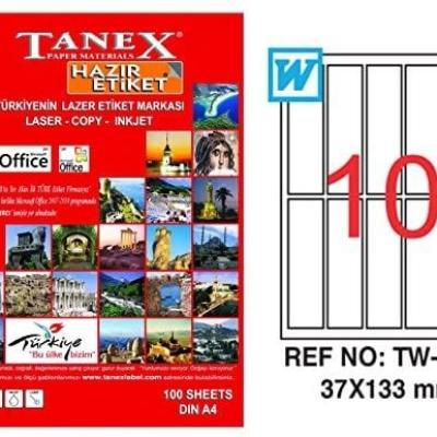 Tanex Lazer Etiket TW-2237 37x133 mm 100 Adet