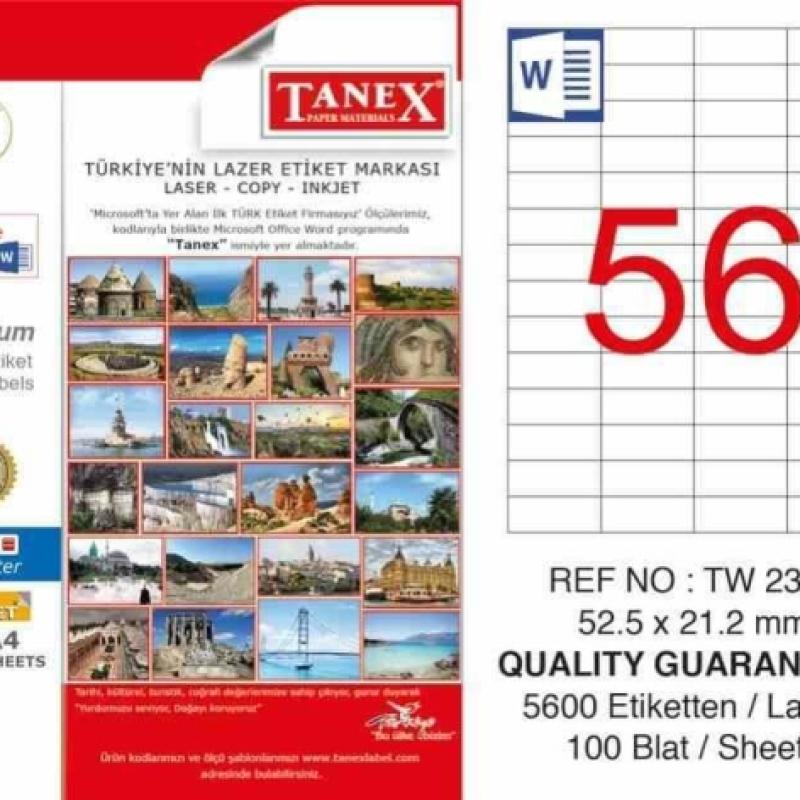 Tanex Lazer Etiket TW-2321 52.5x21.2 mm 100 Adet