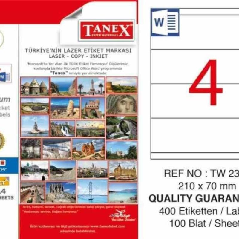 Tanex Lazer Etiket TW-2370 210x70 mm 100 Adet