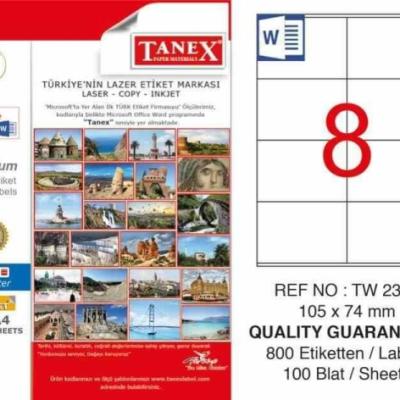 Tanex Lazer Etiket TW-2374 105x74.25 mm 100 Adet