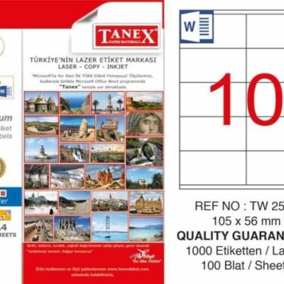 Tanex Lazer Etiket TW-2510 105x56 mm 100 Adet